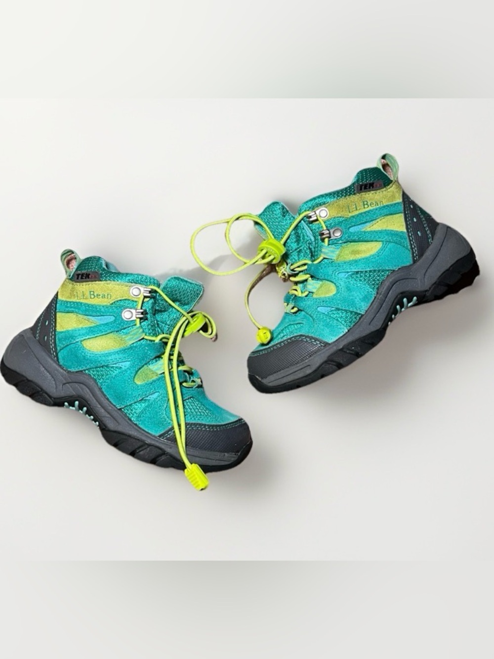 L.L. Bean Kids' Size 12 Train Model Hikers Teal & Yellow Hiking Shoes Boots
